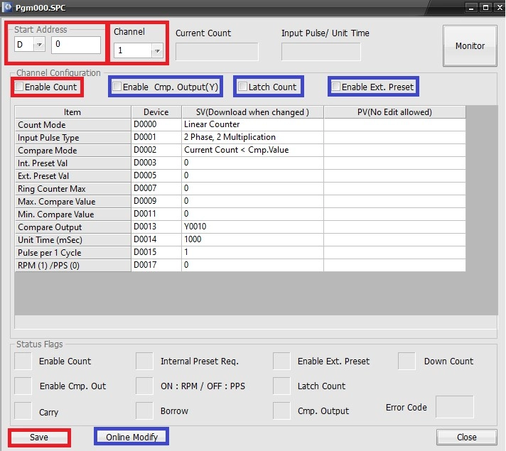 Built-in HSC Example Configuring the High-Speed Counter Program in MapleLogic