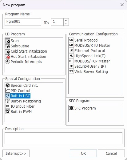 Built-in HSC Example New Project in MapleLogic