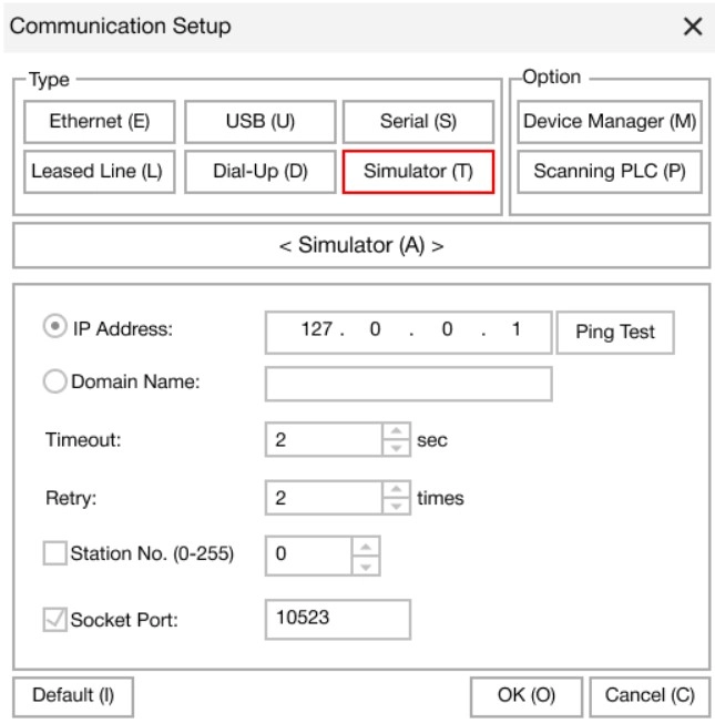 MapleLogic Communication Setup Simulator Simulator Communication Setup