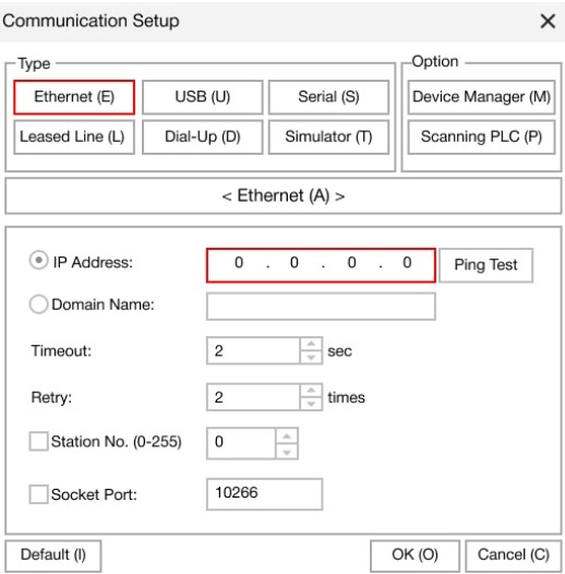 MapleLogic Connection Setup Ethernet Ethernet Connection Setup in MapleLogic