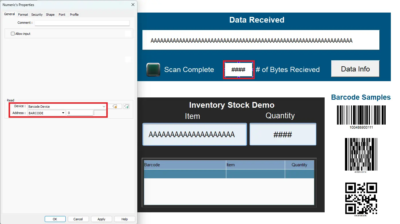 EBPro Barcode Scanner Bit Lamp Number of Bytes Received