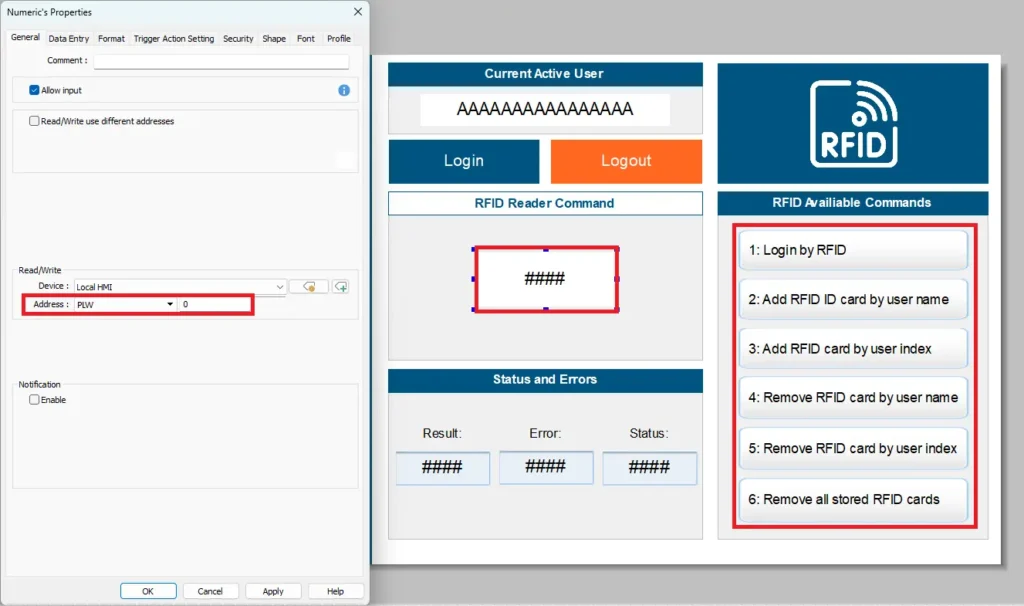 EBPro Project Numeric RFID Reader Commands