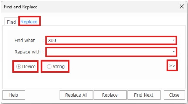 Find & Replace Window X00 in MapleLogic