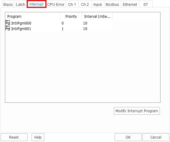 LD Program Periodic Interrupt PLC Parameter in MapleLogic