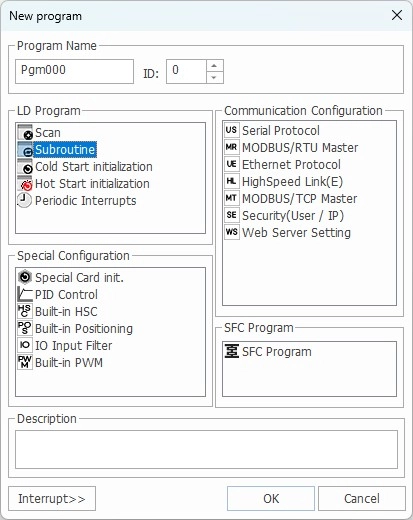 LD Program Subroutine Selection in MapleLogic