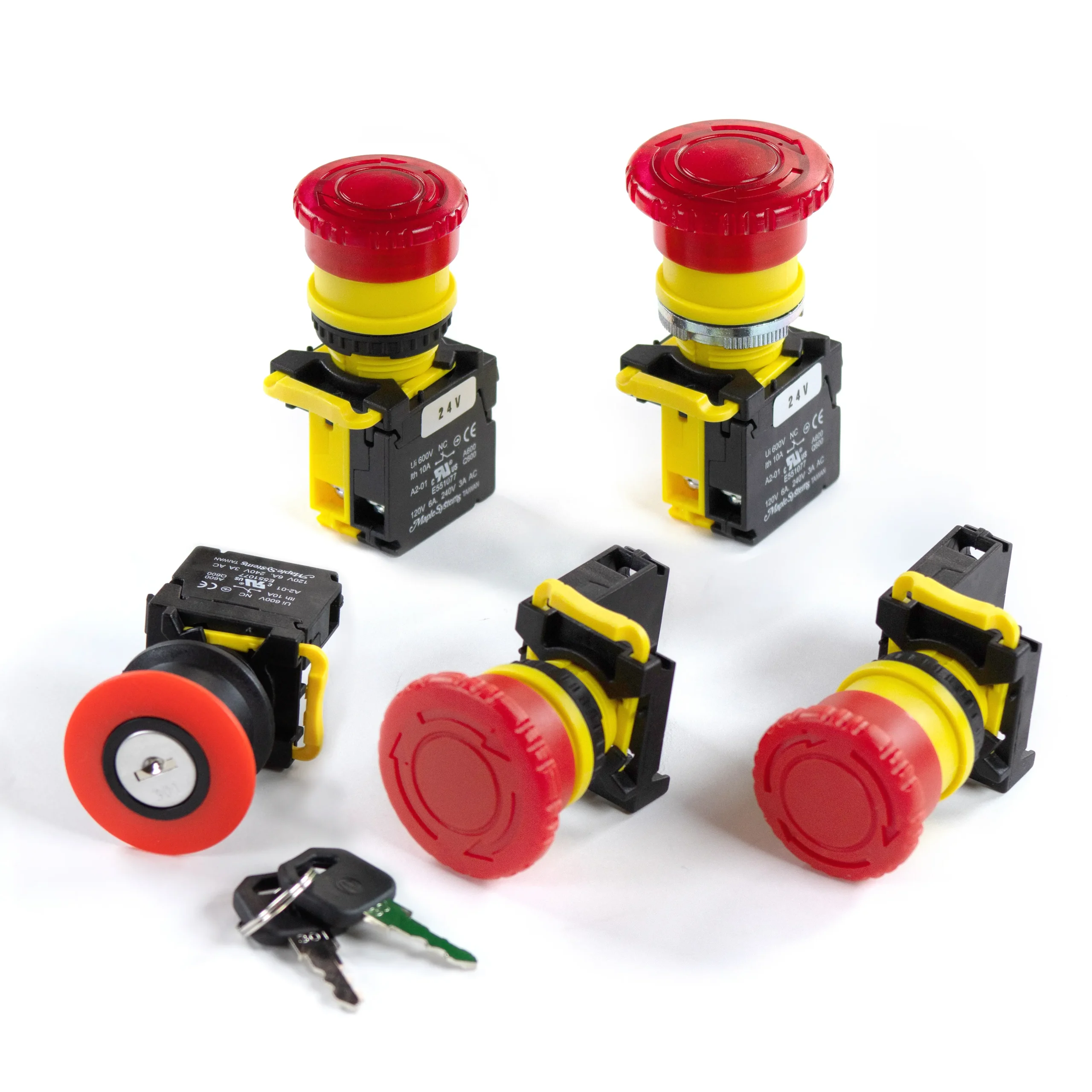 Latching-Estop-2 Keep your operation safe with Maple Systems standard or illuminated E-Stops