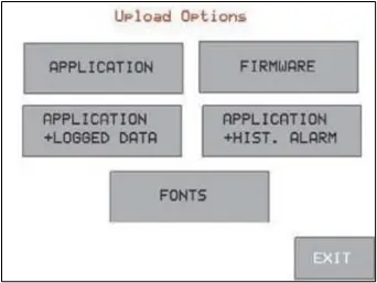 HMC runtime Upload Options screen.