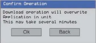 HMC Upload Data Logger Confirm Operation screen