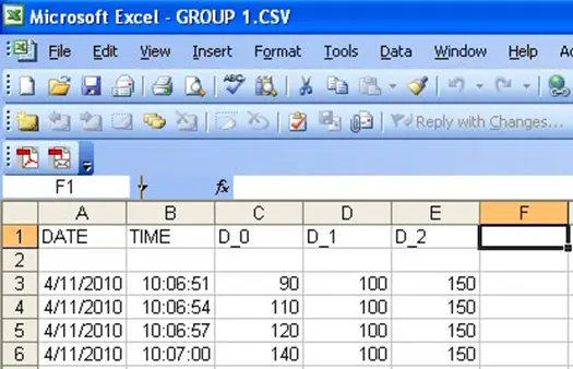 Example CSV File opened in Microsoft Excel
