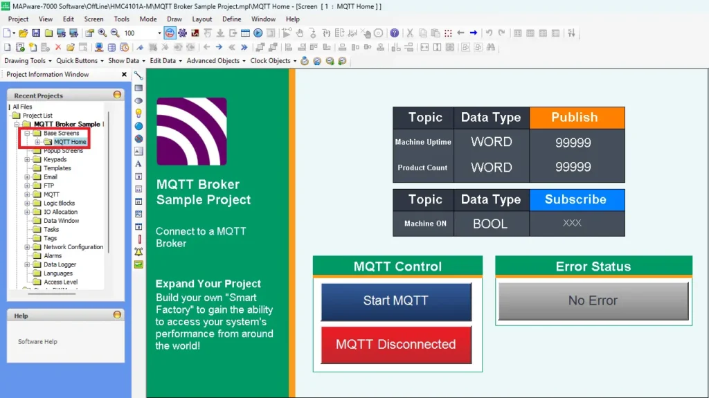 MAPware-7000 MQTT Broker adding base screen