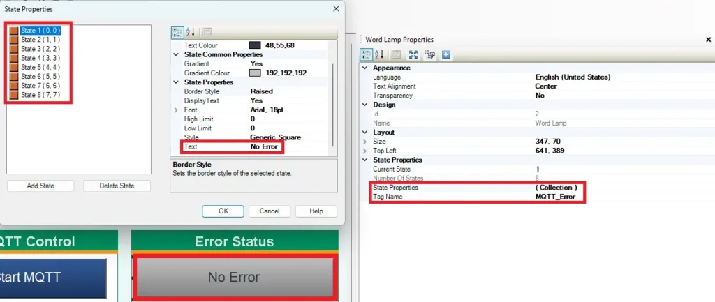MAPware-7000 MQTT adding word lamp for Errors - 8 states