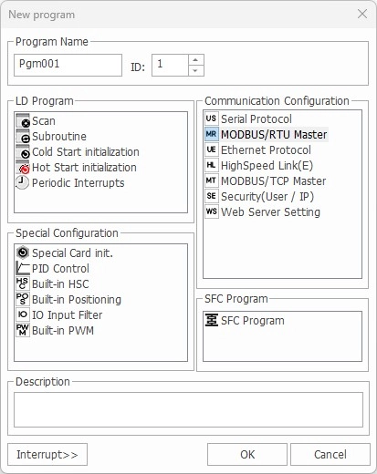MapleLogic Modbus RTU Master New Program Selection Modbus RTU Master New Program Selection in MapleLogic