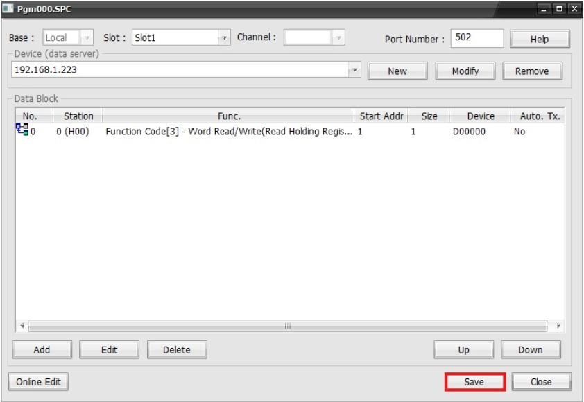 MapleLogic Modbus TCP Master Communication Block Save Modbus TCP Master Communication Block Save in MapleLogic
