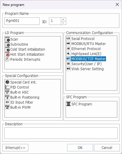 MapleLogic Modbus TCP Protocol New Program Selection Modbus TCP Protocol New Program Selection in MapleLogic