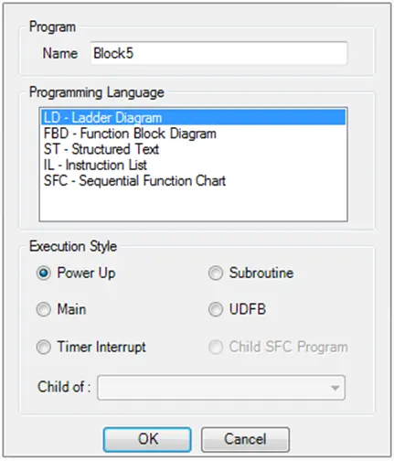 Options for creating a new logic block