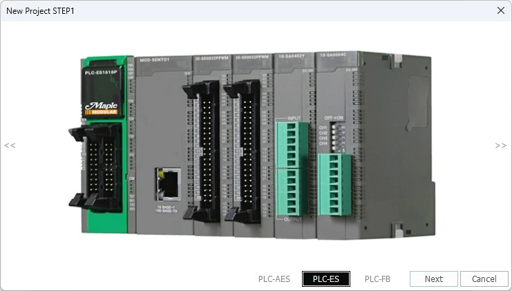 MapleLogic New Project Select PLC-ES New Project Select PLC-ES in MapleLogic