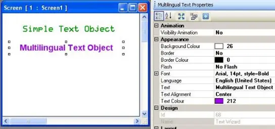 MAPware-7000 Multilingual Text Object MAPware-7000 Multilingual text Object: The size of screen and font size determine the total characters available (multiple lines not allowed in a single text object). Alignment and color options are available