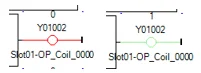 Output Coils are green when ON and red when OFF