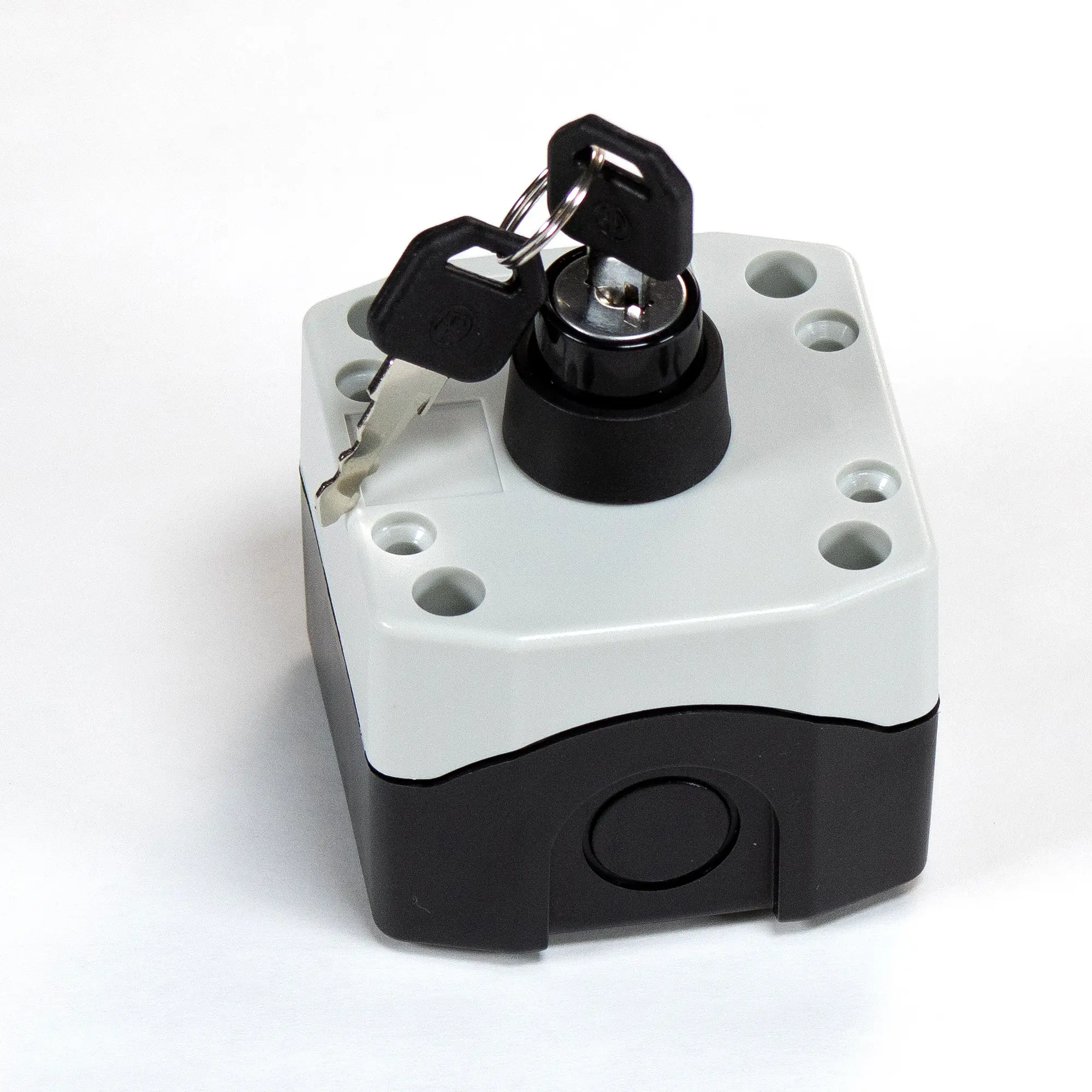Maple Systems PB01001A - Single white control box with keylock pushbutton installed