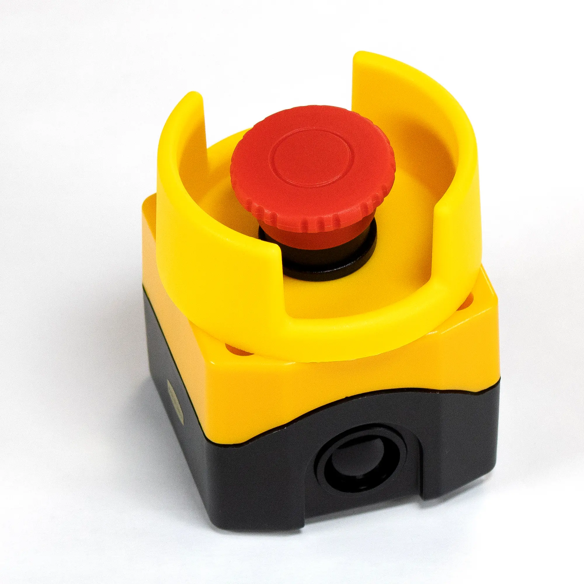 PB01001B Maple Systems Single, Yellow Control box with Large Guarded Mushroom Head Pushbutton Installed