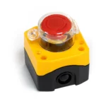 Maple Systems PB01001B - Single Yellow Control Box with Padlock Guard and E-stop installed