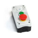 Maple Systems PB01003A - Triple white pushbutton control box with Estop and buttons installed