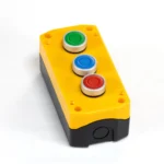 PB01003B – Triple Yellow Pushbutton Control Box with Buttons Maple Systems PB01003B t- Triple yellow pushbutton control box with buttons installed