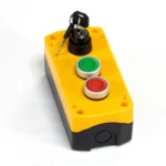 Maple Systems PB01003B - Triple yellow pushbutton control box with keylock installed
