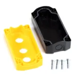PB01003B – Triple YellowUnassembled Pushbutton Control Box Maple Systems PB01003B - Triple yellow unassembled pushbutton control box