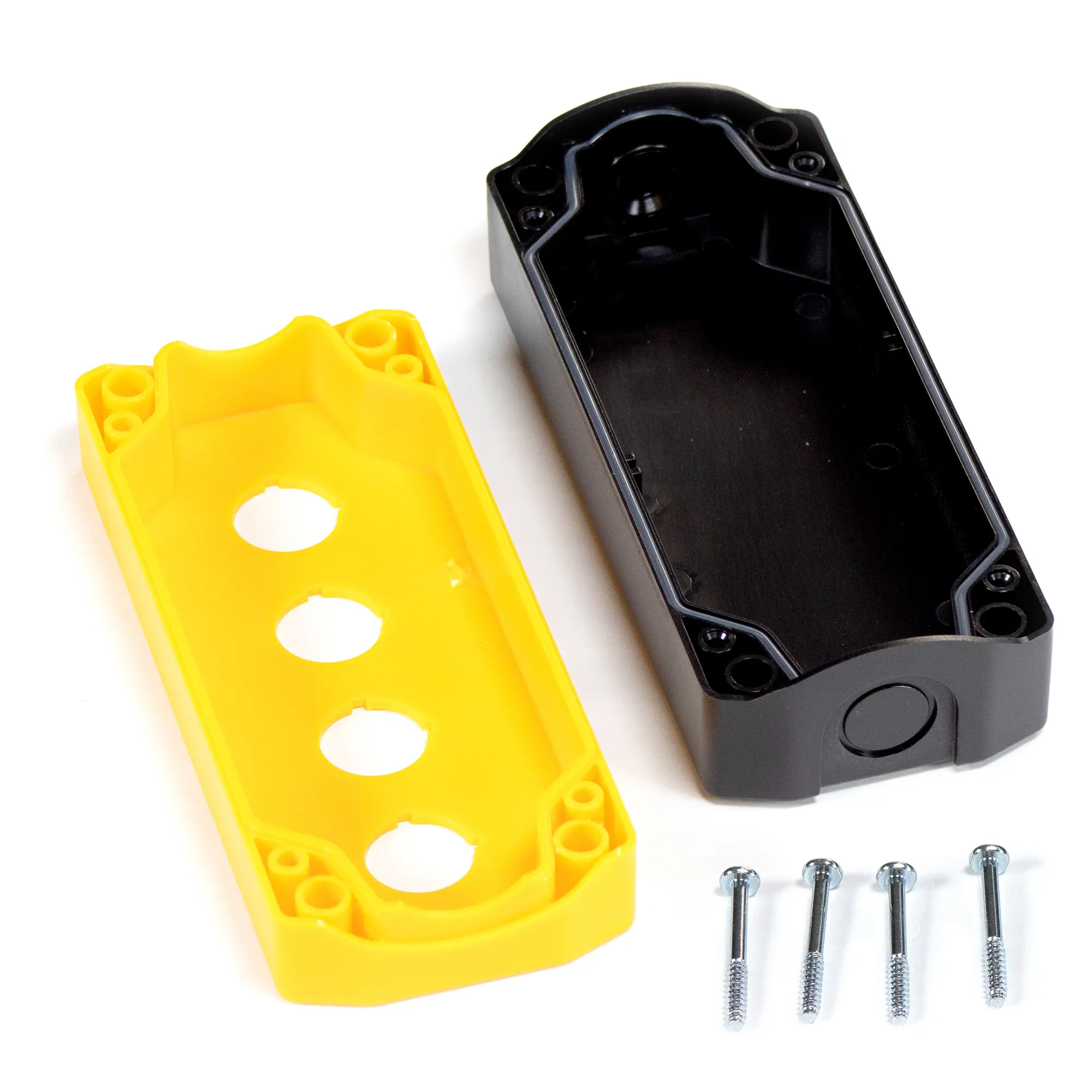 PB01004B – Quad Yellow Pushbutton Control Box Unassembled Maple Systems PB01004B - Quad yellow pushbutton control box unassembled