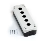 PB01005A – 5-Hole Assembled White Pushbutton Controller Box Maple Systems 5 hole white assembled pushbutton controller box for clean and easy installation