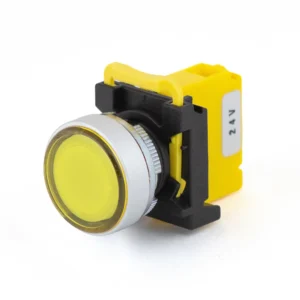 Maple Systems Pushbutton - Flat Lens, Bordered, Yellow, Metal Indicator Light- PBS110AM22Y-00L2