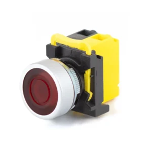 Maple Systems Industrial Control Panel Mount Pushbutton Illuminated Momentary Flat Metal Red 22mm PBS111CM22R-01L2