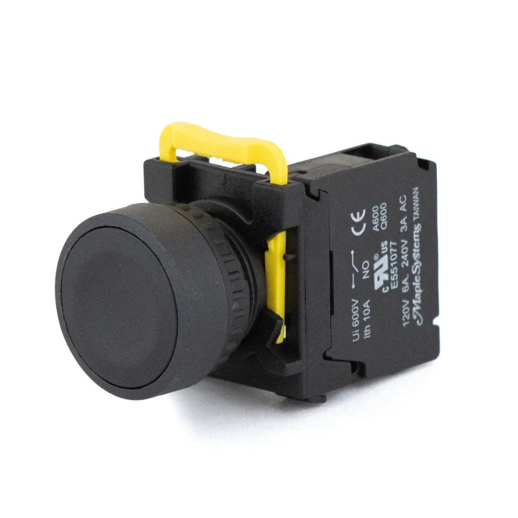 Maple Systems Pushbuttons - non-illuminated, Momentary, Flat, Plastic, Black - PBS111CP22K-10
