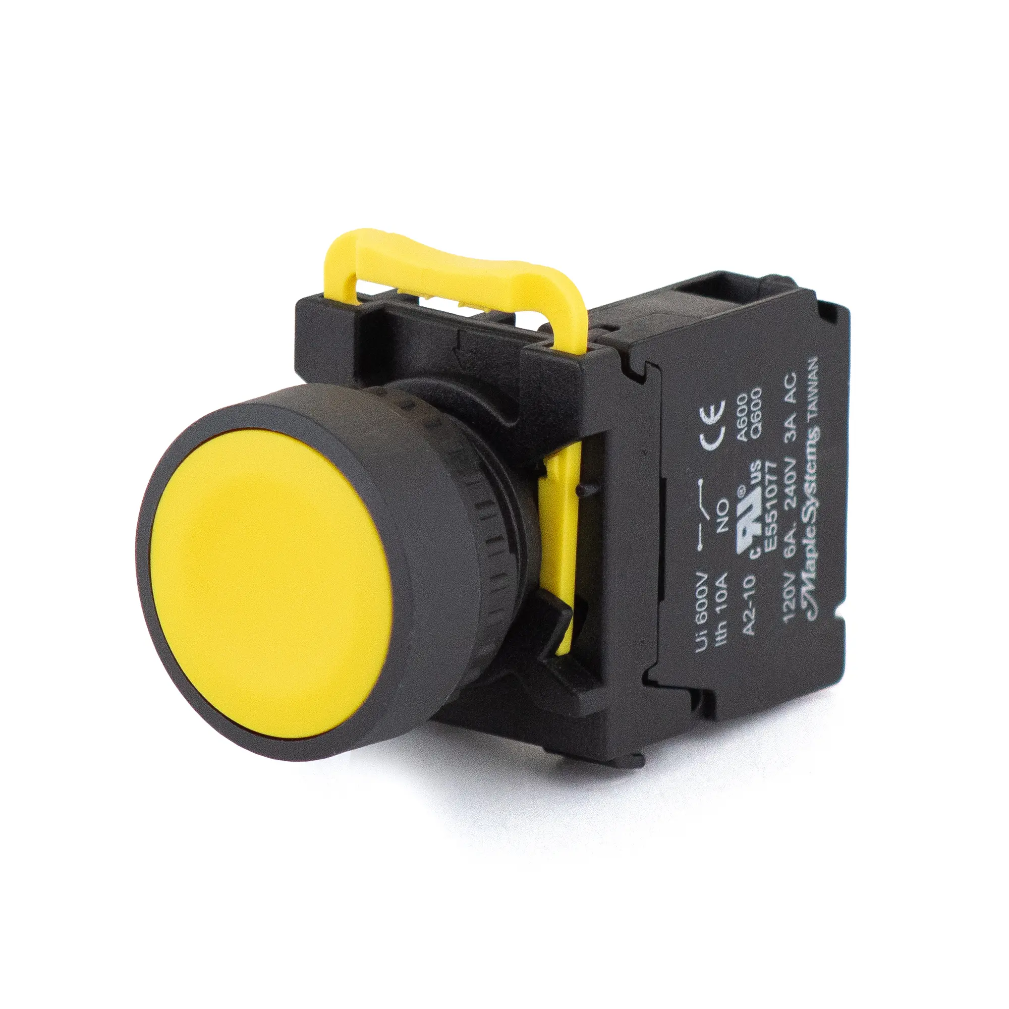 PBS111CP22Y-10 Maple Systems Pushbuttons - non-illuminated, Momentary, Flat, Plastic, Yellow - PBS111CP22Y-10