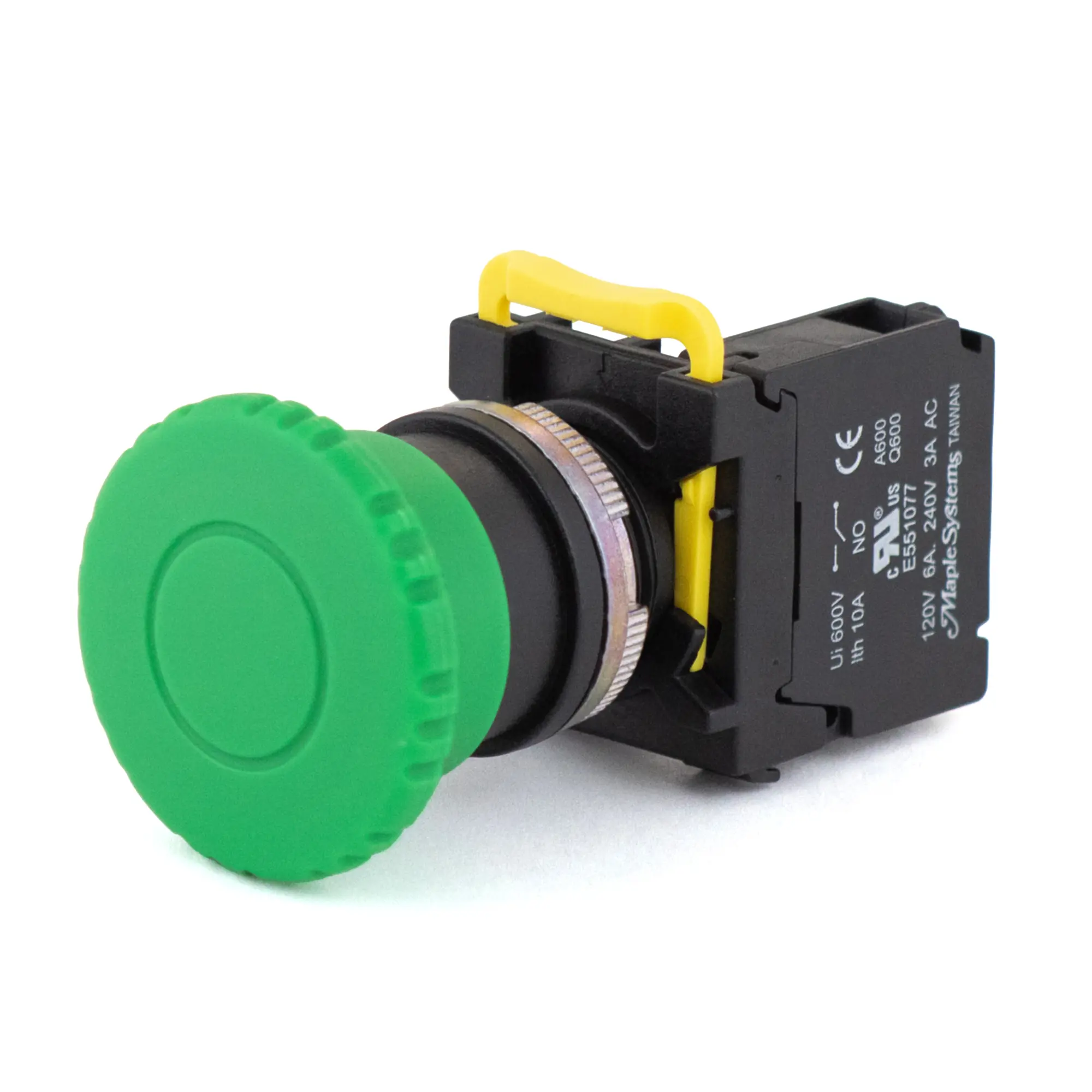 PBS111GM22G-10 Maple Systems Pushbuttons - non-illuminated, Momentary, 40mm Knurled Mushroom, Green - PBS111GM22G-10