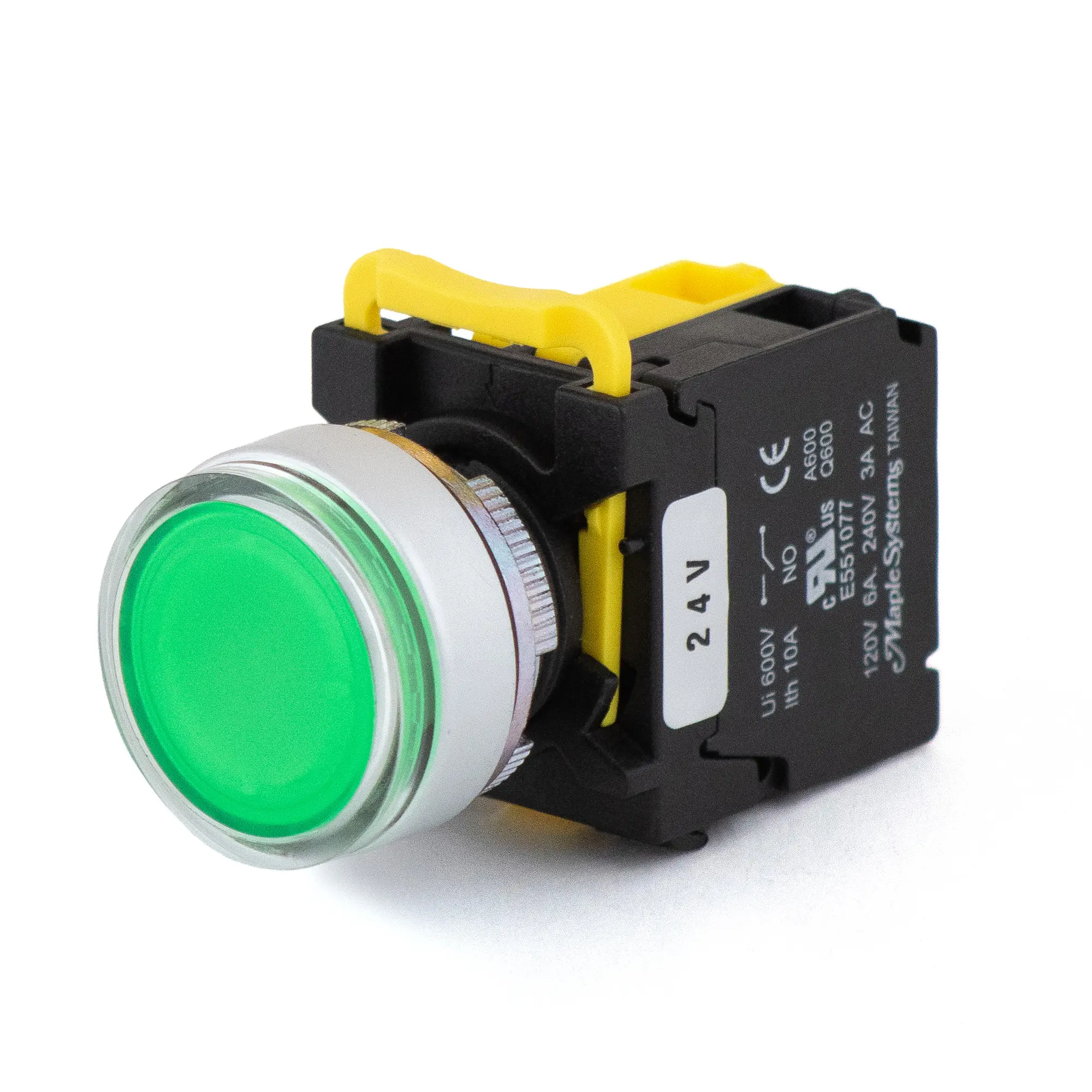 PBS111IM22G-10L2 Maple Systems Pushbuttons -illuminated, Momentary, Guard Ring, Metal, Green- PBS111IM22G-10L2