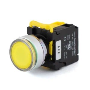 Maple Systems Pushbuttons -illuminated, Momentary, Guard Ring, Metal, Yellow- PBS111IM22Y-10L2