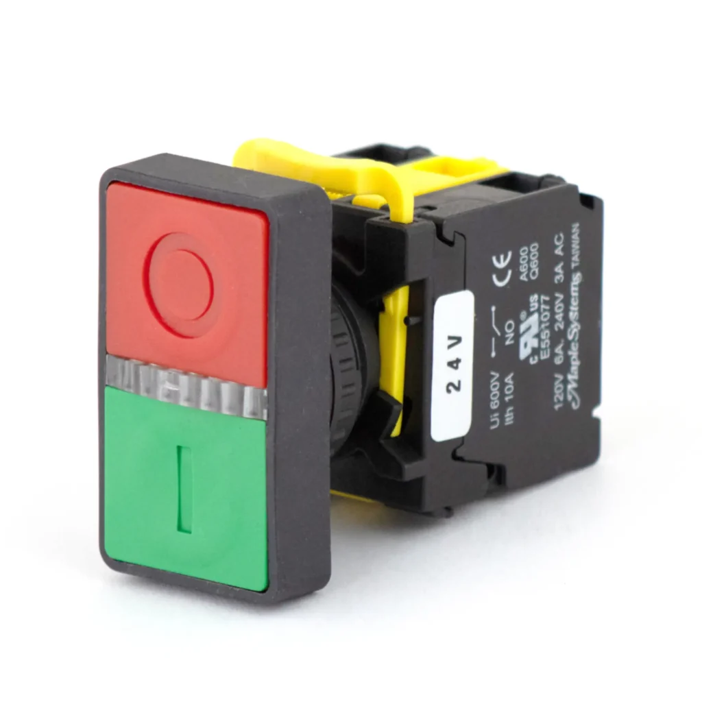 Maple Systems Pushbuttons -illuminated, Double, Flat, Plastic, Combo PBS112DP22Y-11L2
