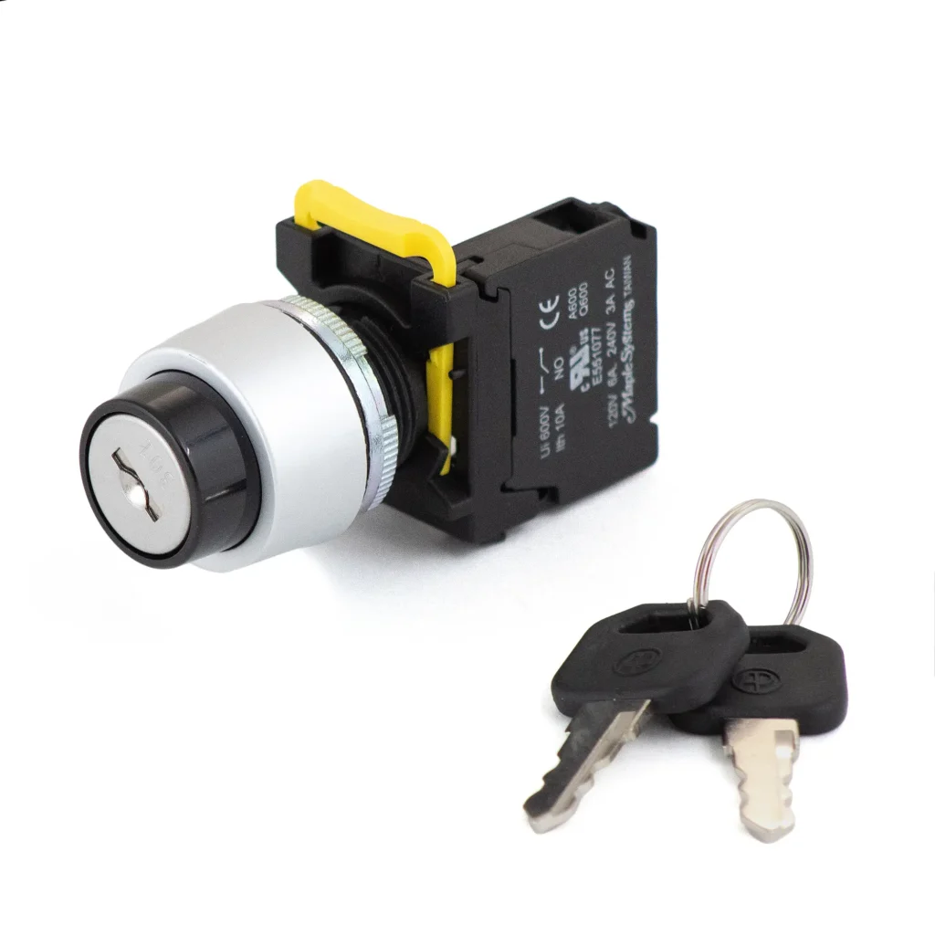 Maple Systems Pushbuttons Non-illuminated, Selector Switch-Spring Return, Keyed, Metal, PBS114RM22N-10