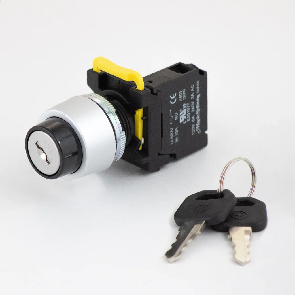 Maple Systems Pushbuttons Non-illuminated, Selector Switch-Spring Return, Keyed, Metal, PBS114RM22N-10