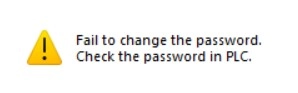 MapleLogic PLC Password Fail to Change Password Fail to change password message in MapleLogic