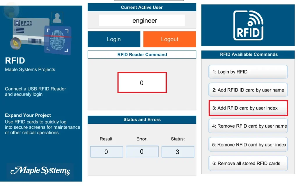EBPro Project Online Add RFID User Index