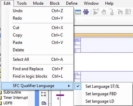 Change Desired Programming Language from the Edit menu