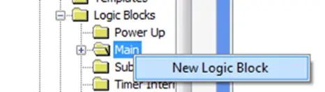Main Folder, right click and select New Logic Block