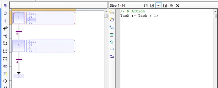 Default SFC Editor window - two panes