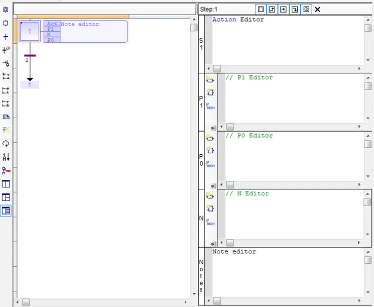 Editor Window can contain up to 5 splits, so all action types can be edited simultaneously
