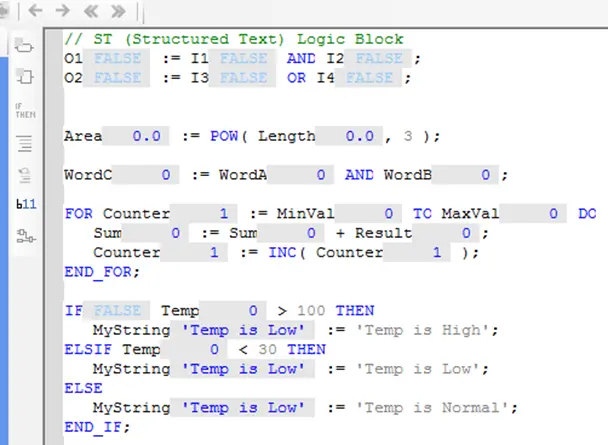 Simulation of Structured text Blocks