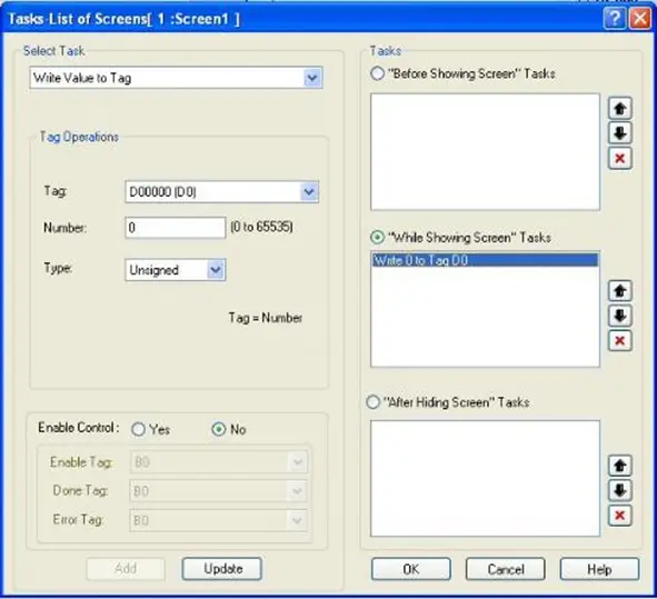 Task List Window MAPware-7000 Task List window for the selected screen