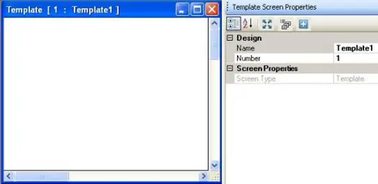 New template Screen MAPware-7000 new template screen with properties box to the right